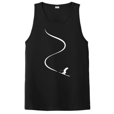 Skiing Skier With Tracks In Deep Powder Snow Freeride Gift PosiCharge Competitor Tank