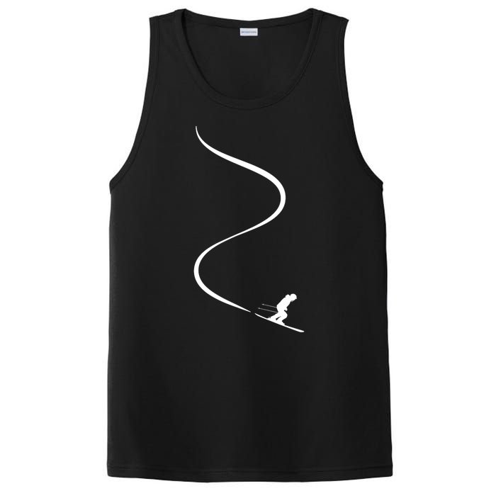 Skiing Skier With Tracks In Deep Powder Snow Freeride Gift PosiCharge Competitor Tank