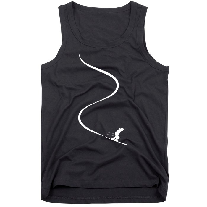 Skiing Skier With Tracks In Deep Powder Snow Freeride Gift Tank Top