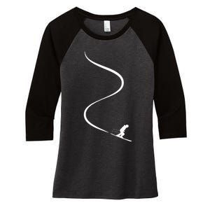 Skiing Skier With Tracks In Deep Powder Snow Freeride Gift Women's Tri-Blend 3/4-Sleeve Raglan Shirt