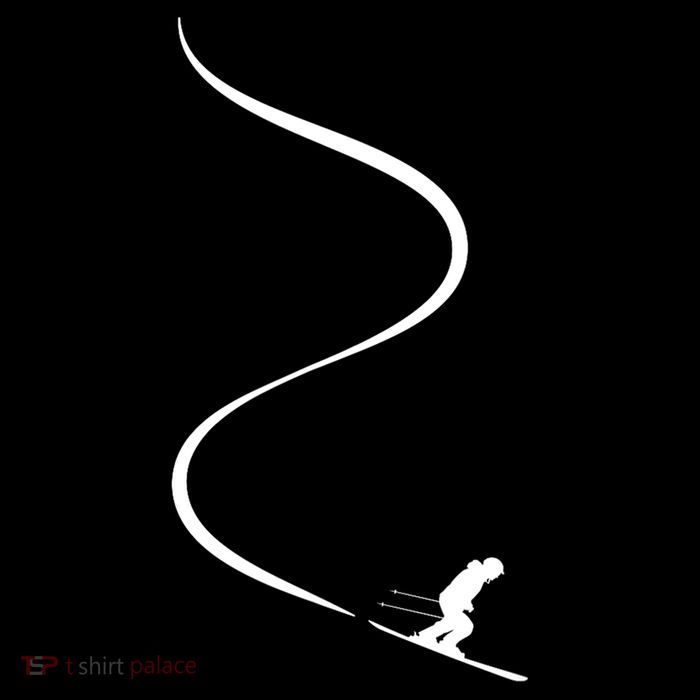 Skiing Skier With Tracks In Deep Powder Snow Freeride Gift Women's V-Neck T-Shirt