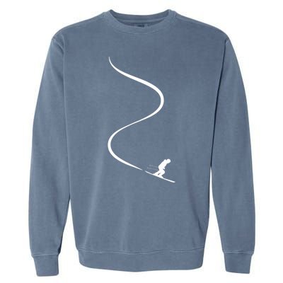 Skiing Skier With Tracks In Deep Powder Snow Freeride Gift Garment-Dyed Sweatshirt