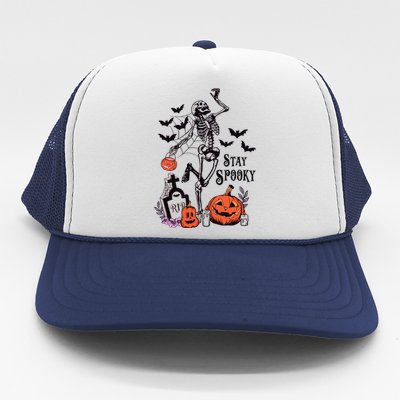 Stay Spooky Women Halloween Skeleton Fall Trucker Hat