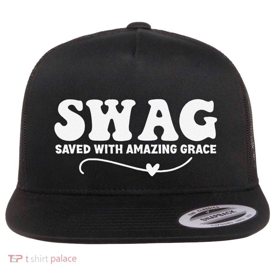Swag Saved With Amazing Grace Jesus God Flatbill Hat