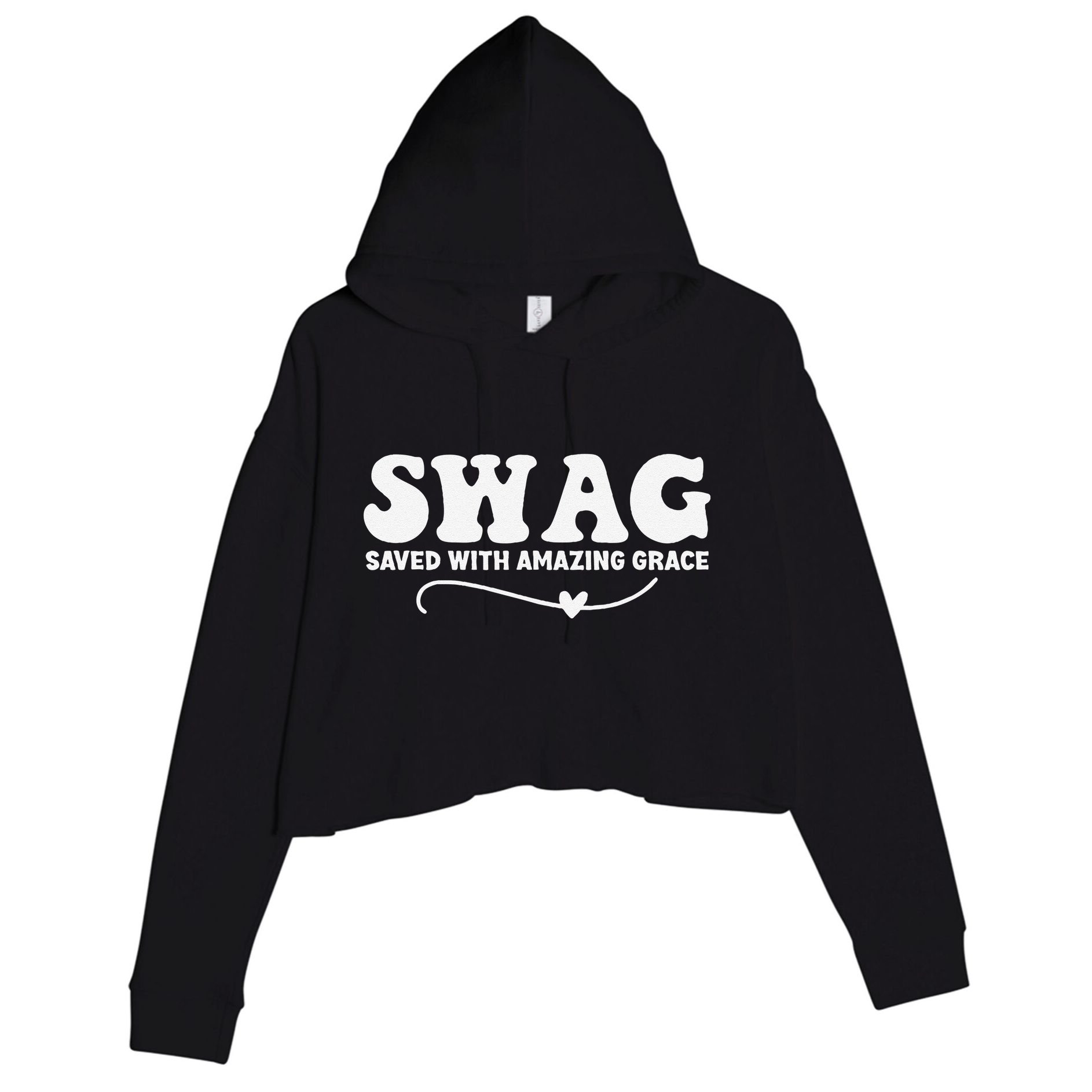 Swag Saved With Amazing Grace Jesus God Crop Fleece Hoodie