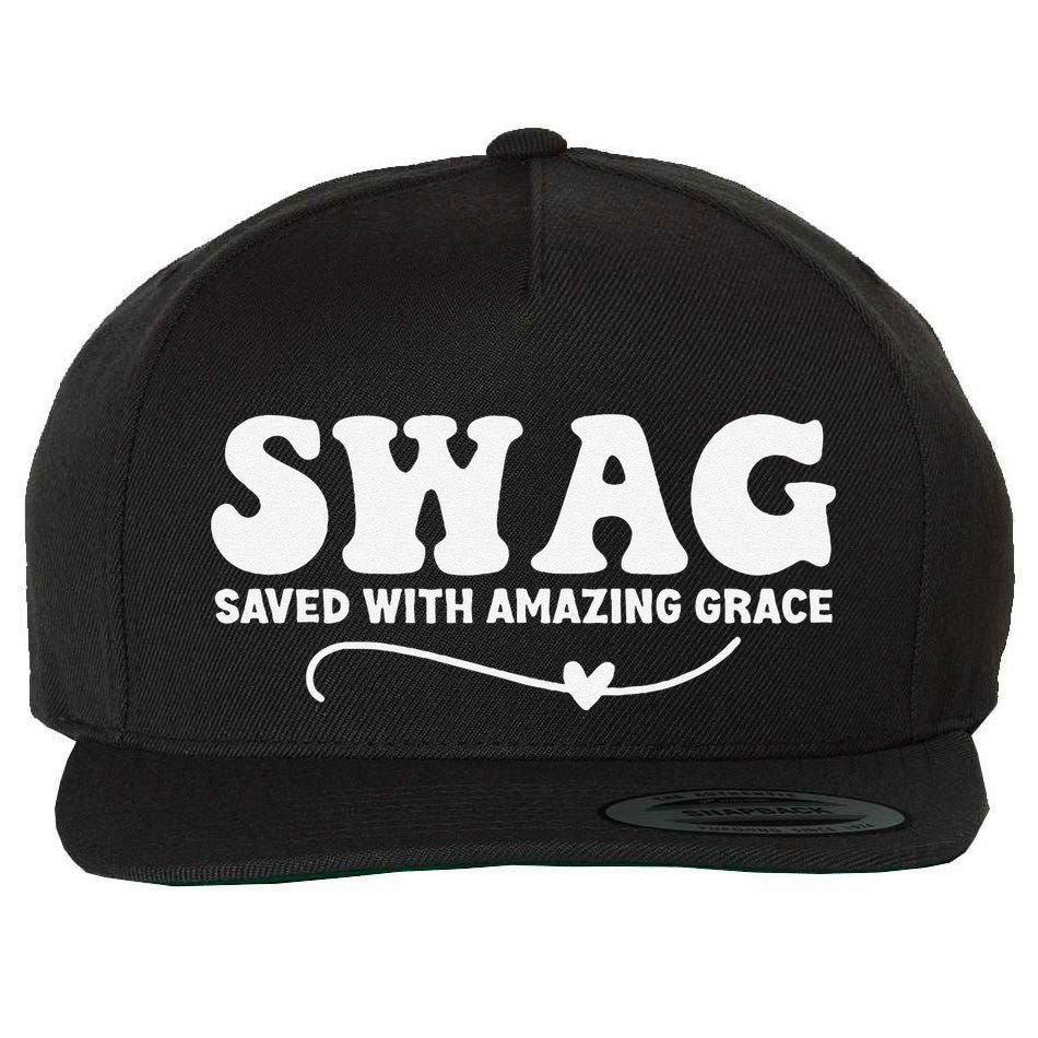 Swag Saved With Amazing Grace Jesus God Wool Snapback Cap