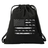 Snowmobile Sledding Winter Snow US Flag Snowmobiling Drawstring Bag