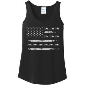 Snowmobile Sledding Winter Snow US Flag Snowmobiling Ladies Essential Tank