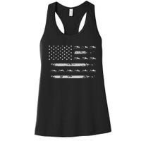 Snowmobile Sledding Winter Snow US Flag Snowmobiling Women's Racerback Tank