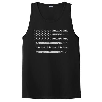 Snowmobile Sledding Winter Snow US Flag Snowmobiling PosiCharge Competitor Tank