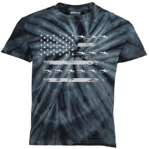 Snowmobile Sledding Winter Snow US Flag Snowmobiling Kids Tie-Dye T-Shirt