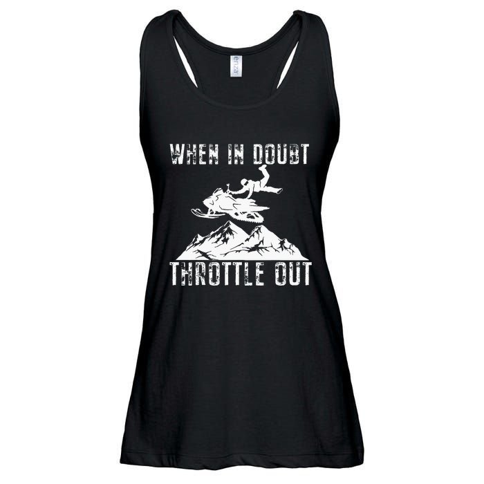 Snowmobile Sled When In Doubt Throttle Out Winter Sports Ladies Essential Flowy Tank