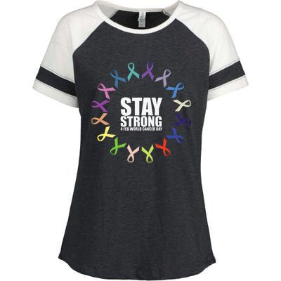 Stay Strong World Cancer Day Support Enza Ladies Jersey Colorblock Tee