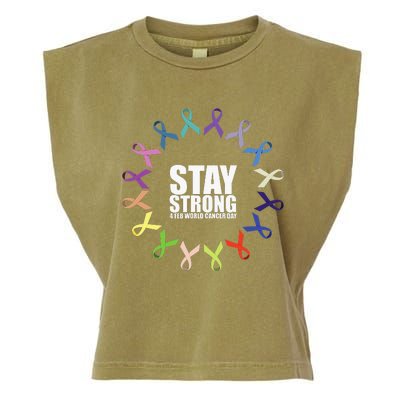 Stay Strong World Cancer Day Support Garment-Dyed Women's Muscle Tee