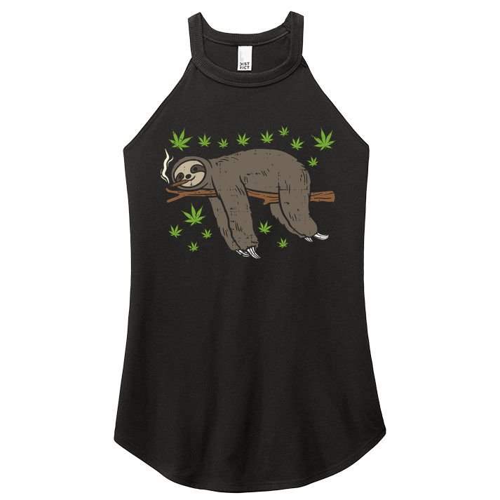 Sloth Smoking Weed Cannabis 420 Thc Marijuana Stoner Gift Women's Perfect Tri Rocker Tank