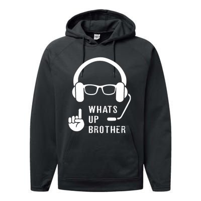 Sketch Streamer Whats Up Brother Performance Fleece Hoodie