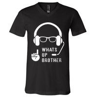 Sketch Streamer Whats Up Brother V-Neck T-Shirt