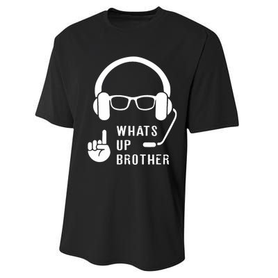 Sketch Streamer Whats Up Brother Performance Sprint T-Shirt