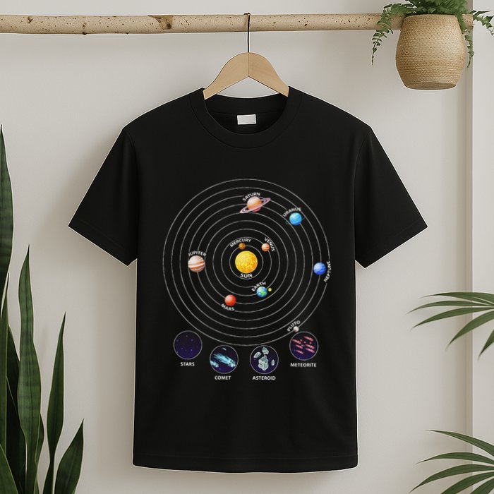 Solar System With Planets Meteorite Asteroid Comet T-Shirt