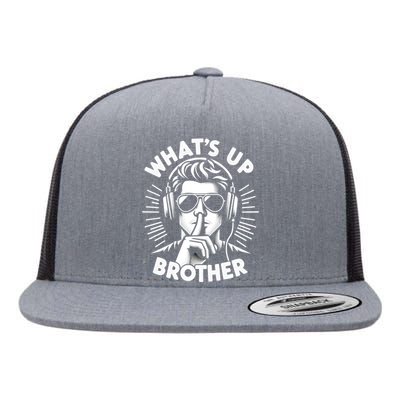 Sketch Streamer Whats Up Brother Flat Bill Trucker Hat