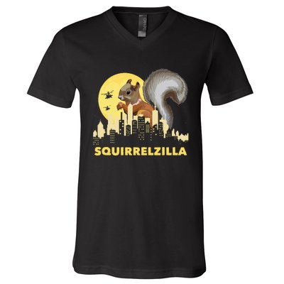 Squirrelzilla Squirrel Whisperer Squirrel Lover Animal V-Neck T-Shirt