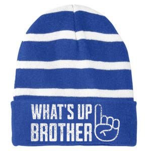 Sketch streamer whats up brother Striped Beanie with Solid Band