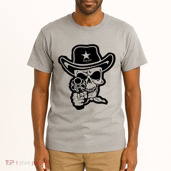 Sheriff Skull With Gun Tall T-Shirt