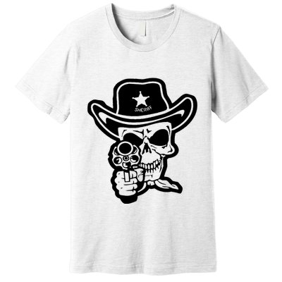 Sheriff Skull With Gun Premium T-Shirt
