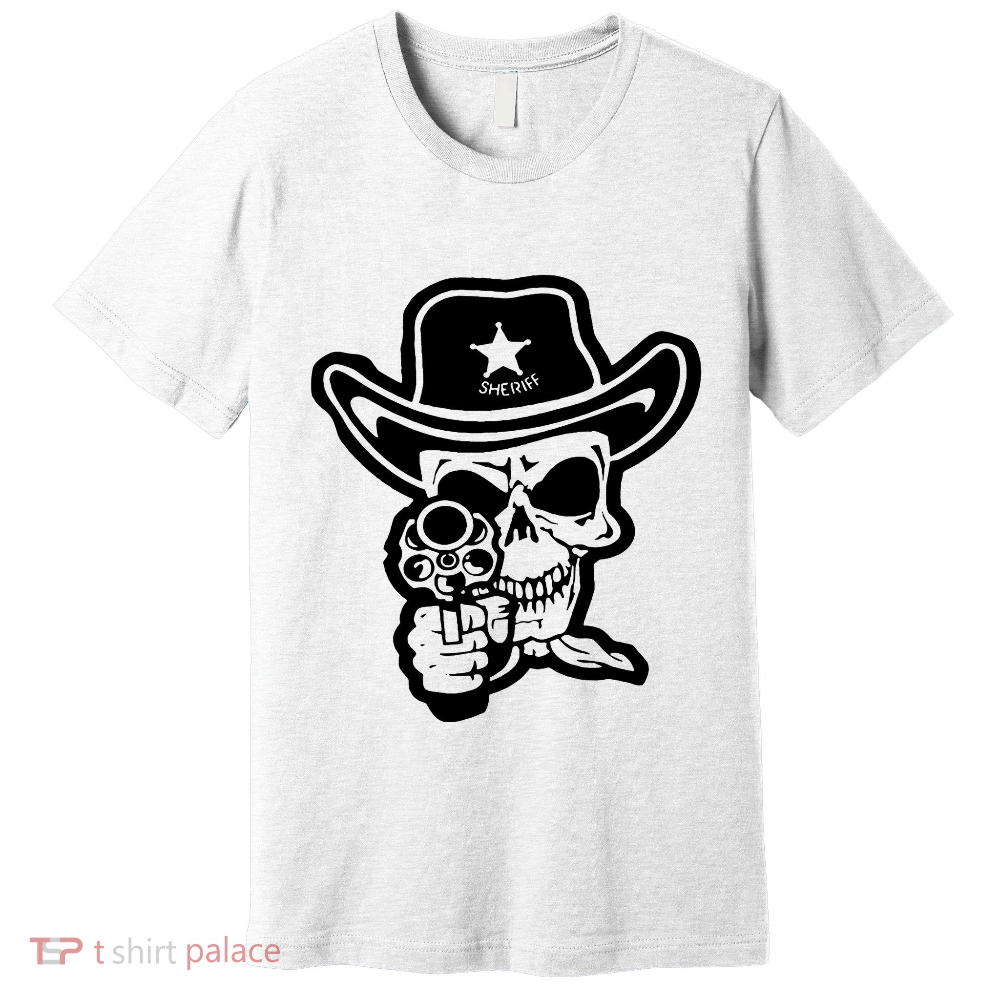Sheriff Skull With Gun Premium T-Shirt