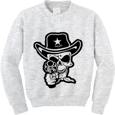 Sheriff Skull With Gun Kids Sweatshirt