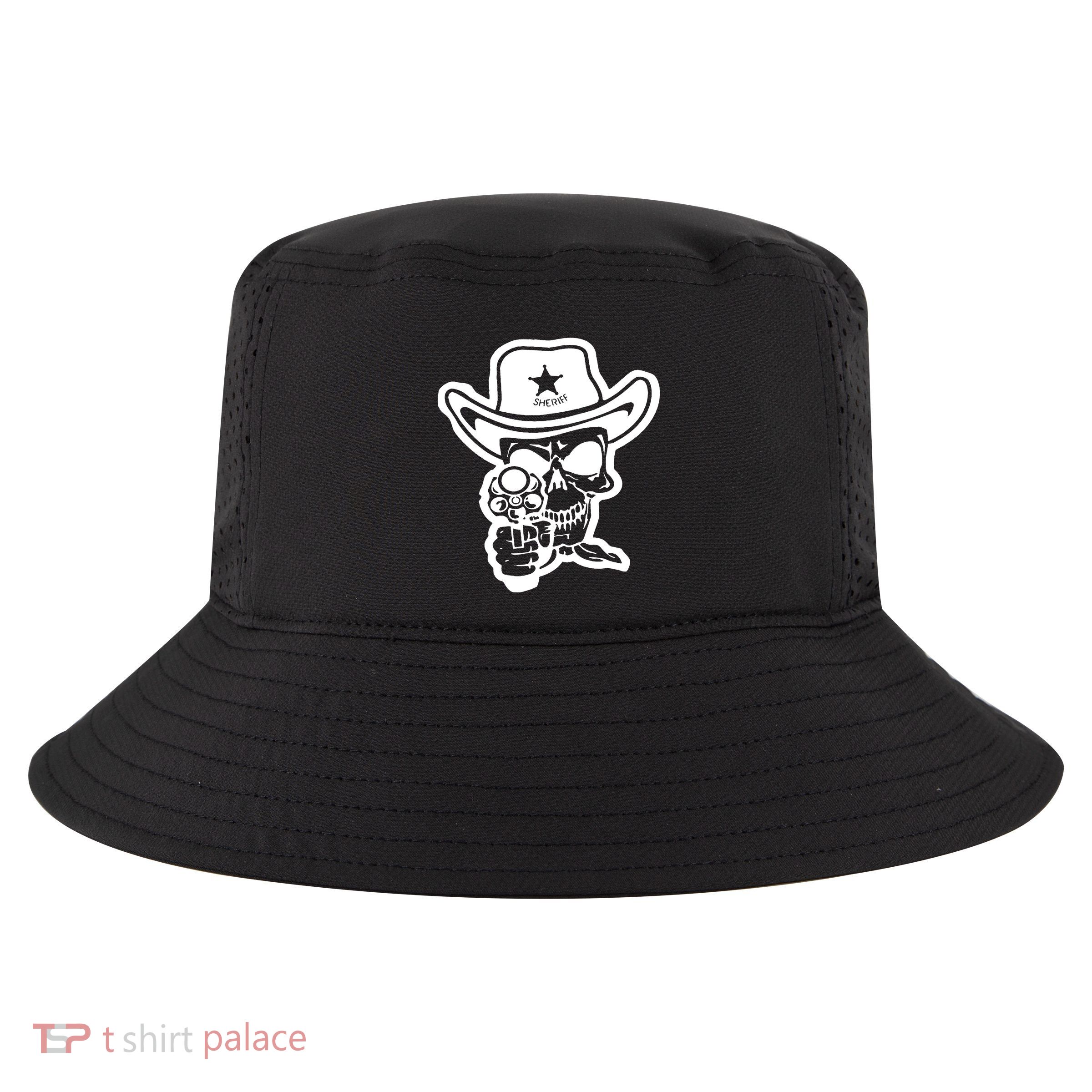Sheriff Skull With Gun Cool Comfort Performance Bucket Hat