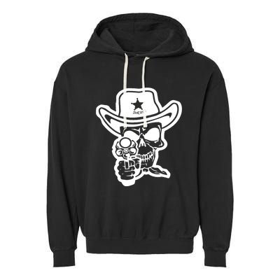 Sheriff Skull With Gun Garment-Dyed Fleece Hoodie