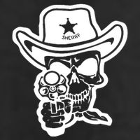 Sheriff Skull With Gun 7 Panel Mesh Trucker Snapback Hat