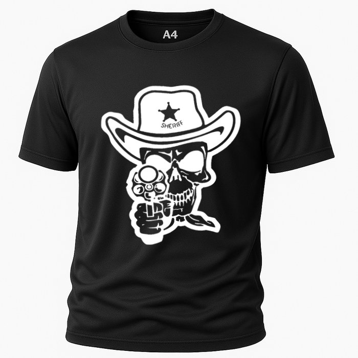 Sheriff Skull With Gun Cooling Performance Crew T-Shirt