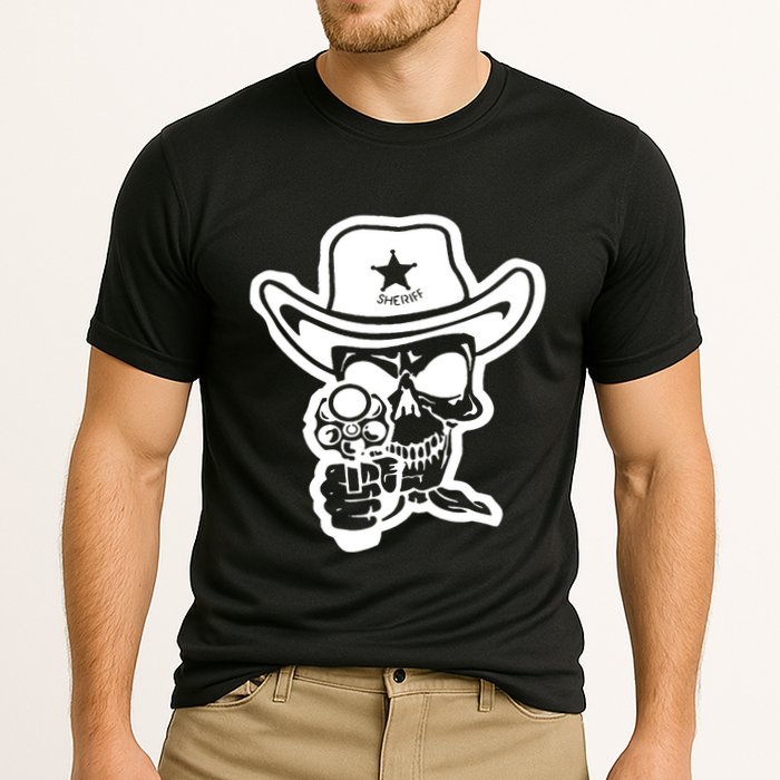 Sheriff Skull With Gun Cooling Performance Crew T-Shirt