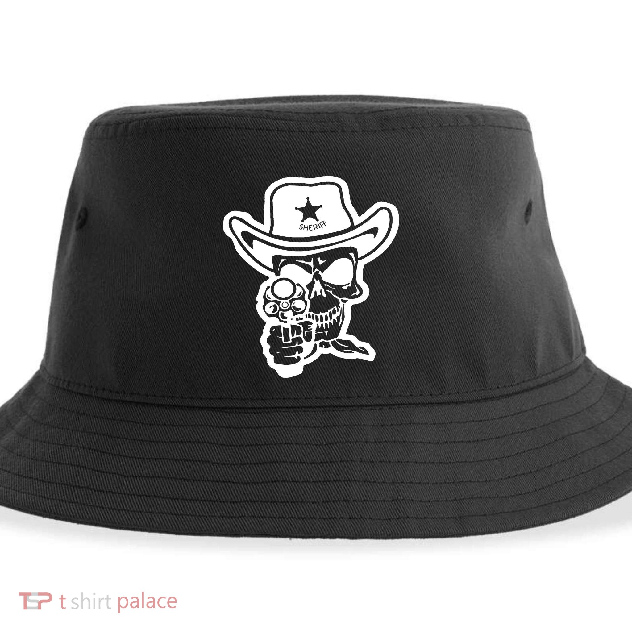 Sheriff Skull With Gun Sustainable Bucket Hat