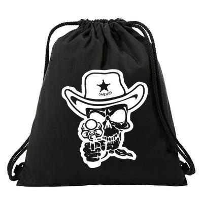 Sheriff Skull With Gun Drawstring Bag
