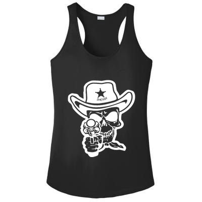Sheriff Skull With Gun Ladies PosiCharge Competitor Racerback Tank