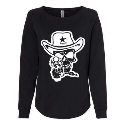 Sheriff Skull With Gun Womens California Wash Sweatshirt