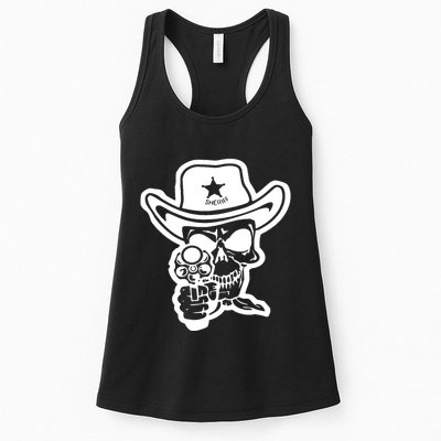 Sheriff Skull With Gun Womens Tank Top