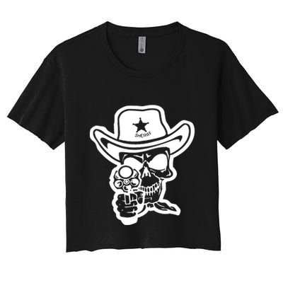Sheriff Skull With Gun Crop Top