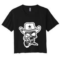 Sheriff Skull With Gun Women's Crop Top Tee