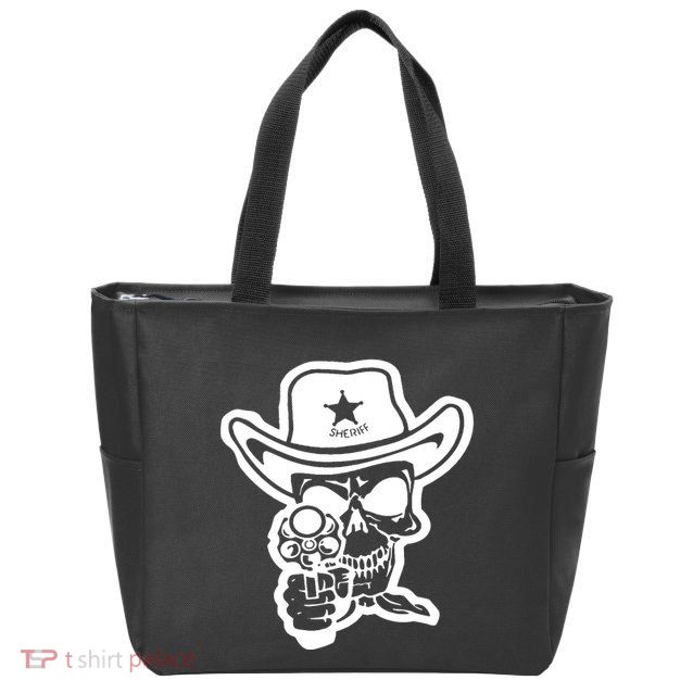 Sheriff Skull With Gun Zip Tote Bag
