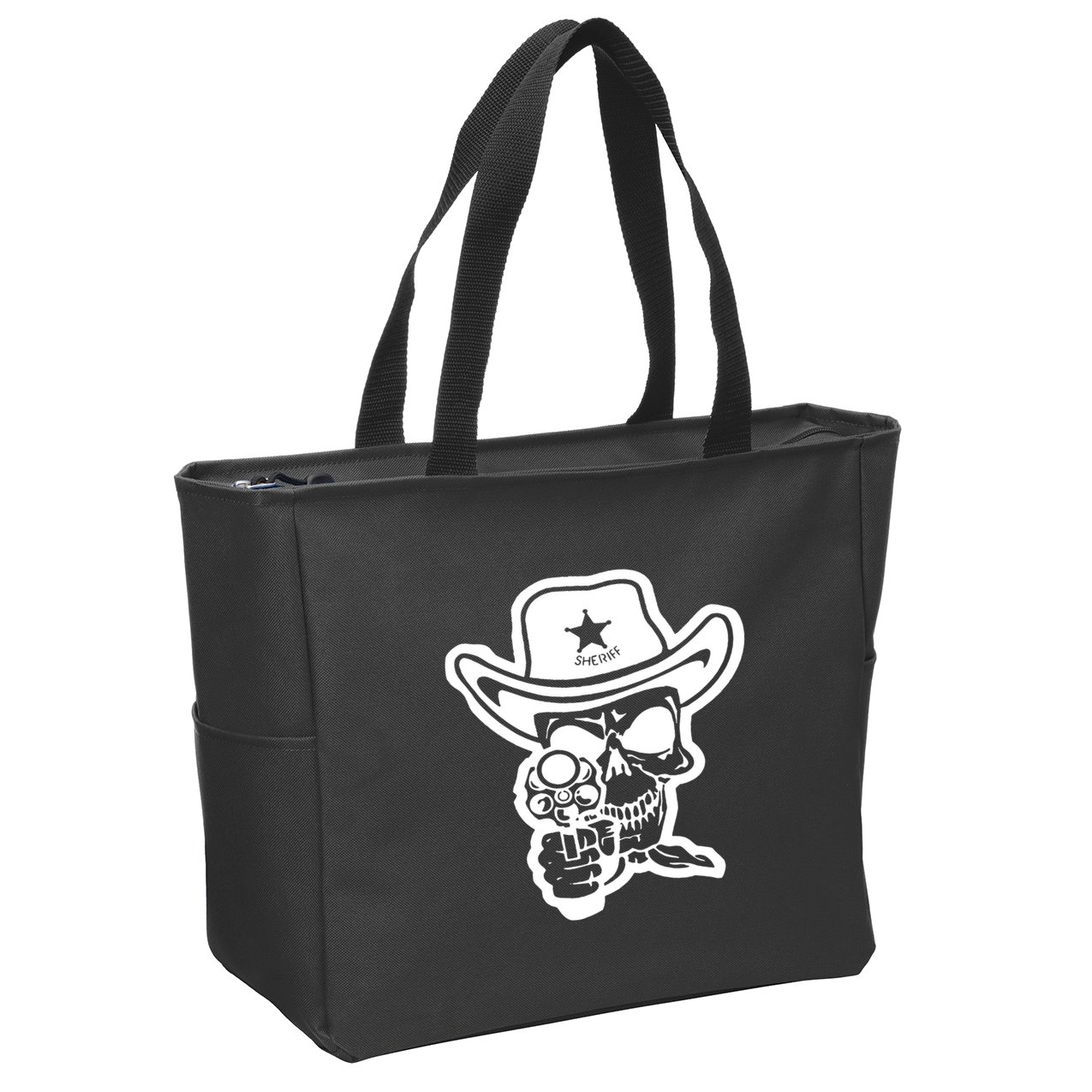 Sheriff Skull With Gun Zip Tote Bag
