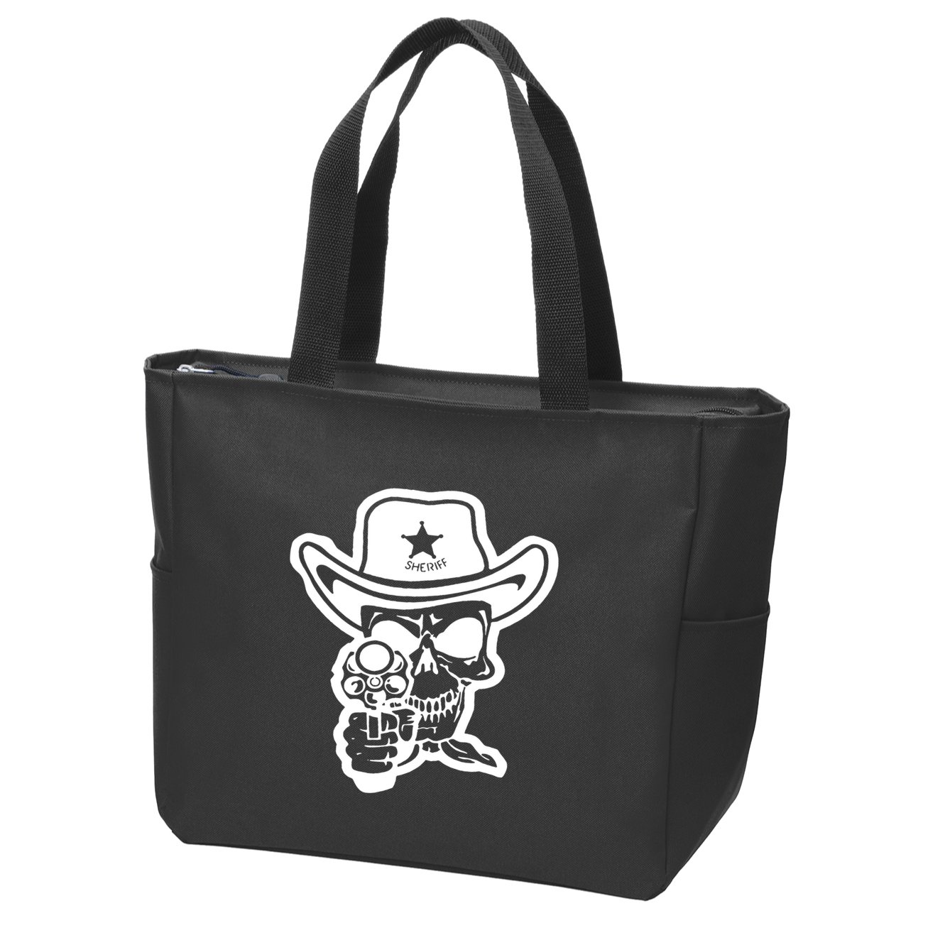 Sheriff Skull With Gun Zip Tote Bag