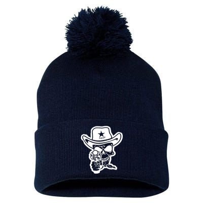 Sheriff Skull With Gun Pom Pom 12in Knit Beanie