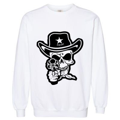 Sheriff Skull With Gun Garment-Dyed Sweatshirt