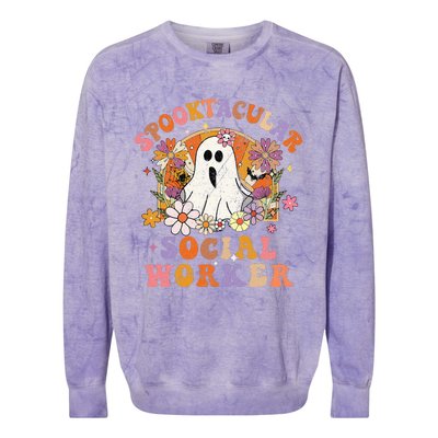 Spooktacular Social Worker Happy Halloween Spooky Matching Colorblast Crewneck Sweatshirt