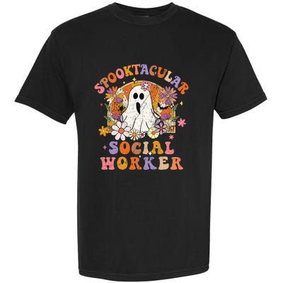 Spooktacular Social Worker Happy Halloween Spooky Matching Garment-Dyed Heavyweight T-Shirt