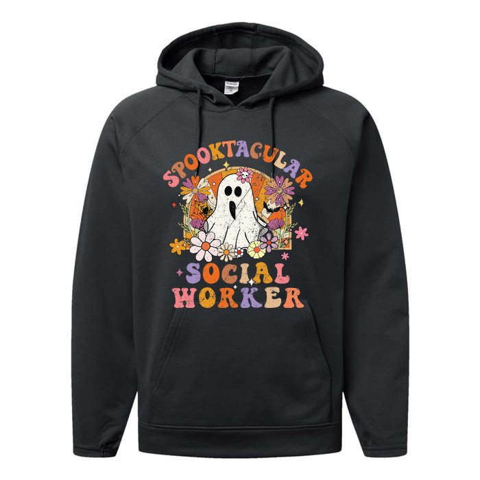 Spooktacular Social Worker Happy Halloween Spooky Matching Performance Fleece Hoodie